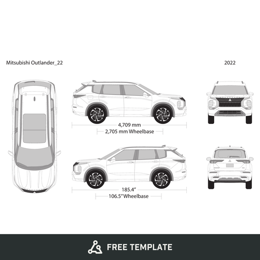 2022 Mitsubishi Outlander free vector vehicle wrap template - GravBase