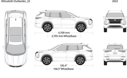 2022 Mitsubishi Outlander V22 Vehicle Wrap Template