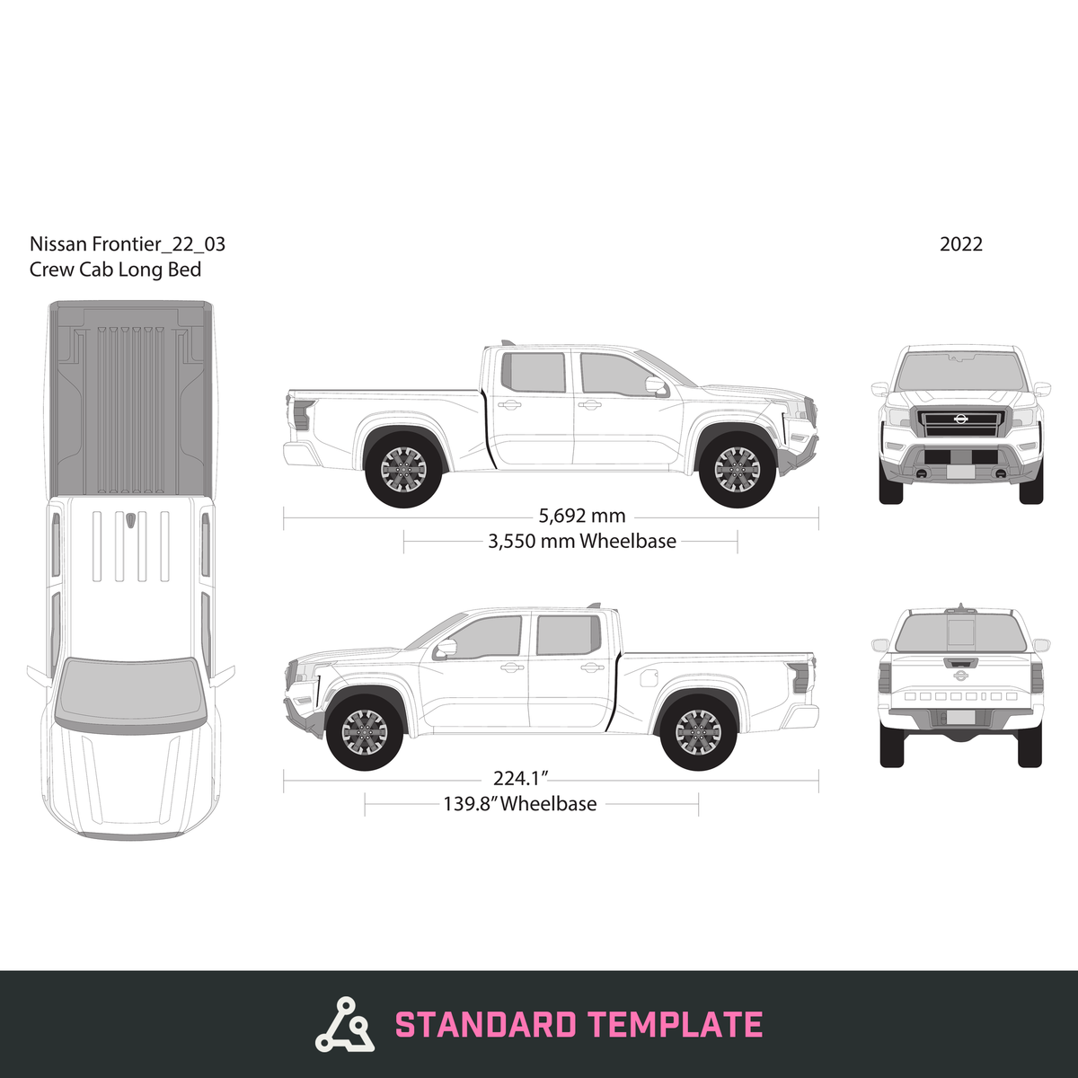 2022 Nissan Frontier vector wrap template V03, Design-Ready PDF - GravBase