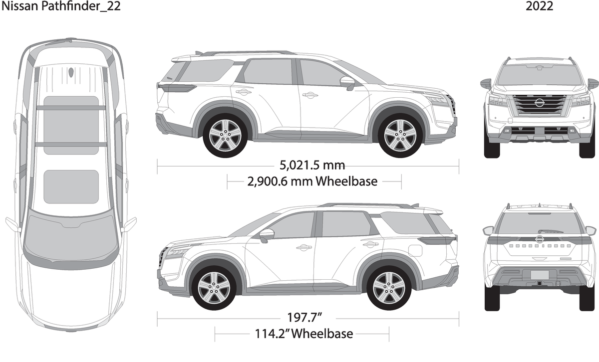 2022 Nissan Pathfinder V22 Vehicle Wrap Template