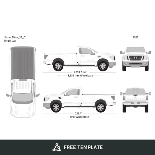 2022 Nissan Titan free vector vehicle wrap template - GravBase