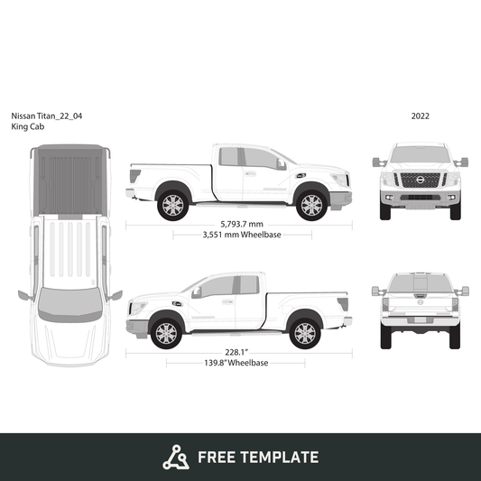 2022 Nissan Titan free vector vehicle wrap template - GravBase