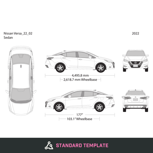 2022 Nissan Versa Sedan vector wrap template, Design-Ready PDF - GravBase