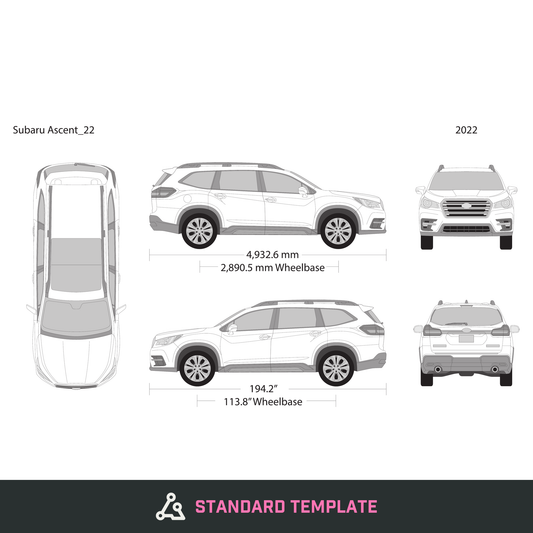 2022 Subaru Ascent vector wrap template, Design-Ready PDF - GravBase