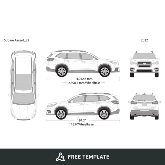 2022 Subaru Ascent free vector vehicle wrap template - GravBase