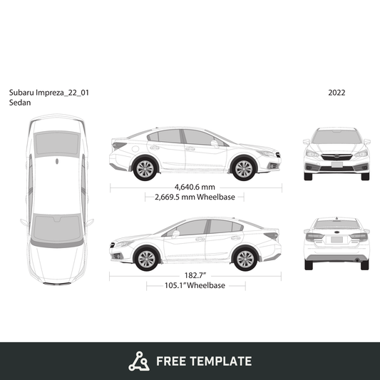 2022 Subaru Impreza free vector vehicle wrap template - GravBase