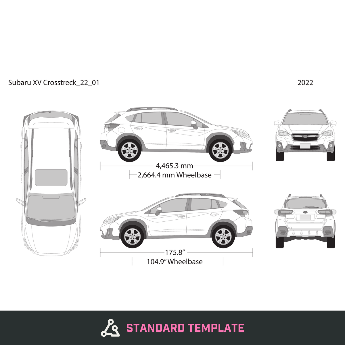 2022 Subaru XV Crosstrek vector wrap template, Design-Ready PDF - GravBase