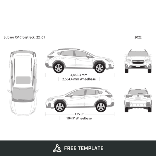 2022 Subaru XV Crosstrek free vector vehicle wrap template - GravBase