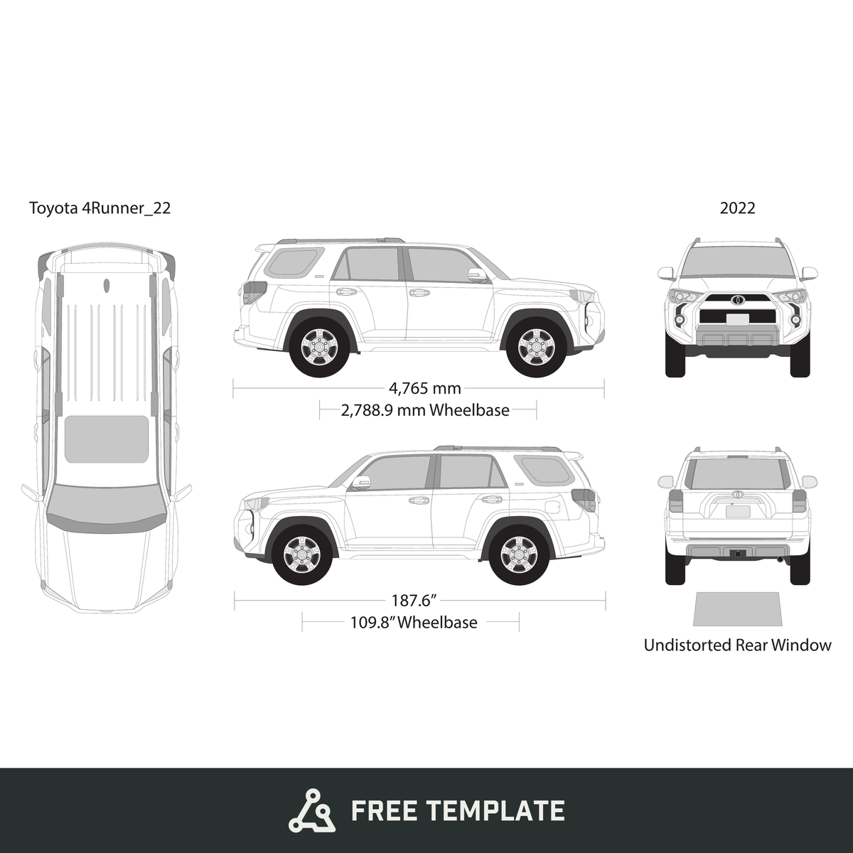2022 Toyota 4 Runner free vector vehicle wrap template - GravBase