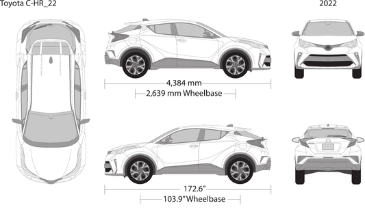 2022 Toyota C-HR vector wrap template, Design-Ready PDF - GravBase