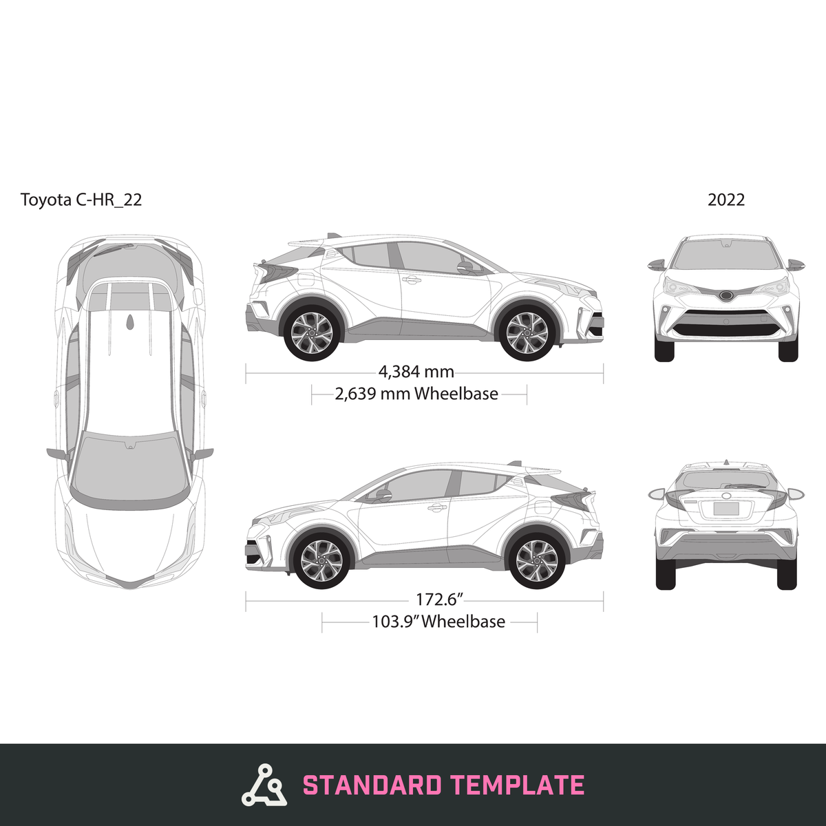 2022 Toyota C-HR vector wrap template, Design-Ready PDF - GravBase