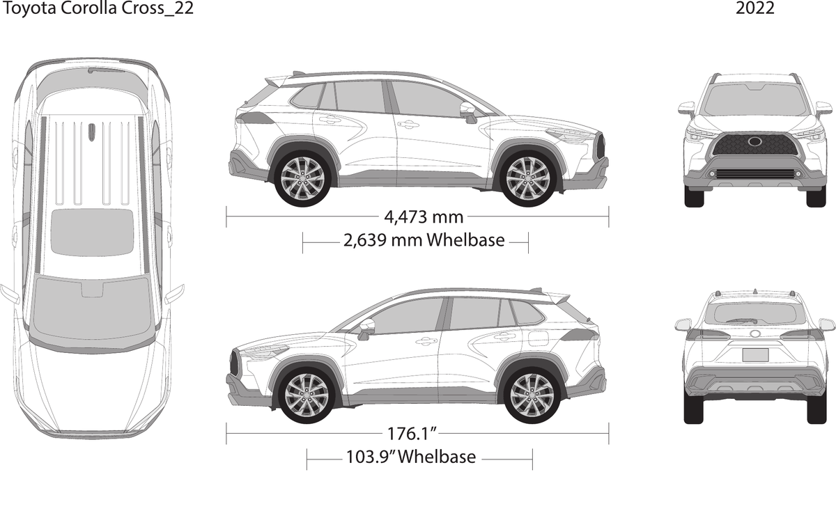 2022 Toyota Corolla Cross vector wrap template, Design-Ready PDF - GravBase