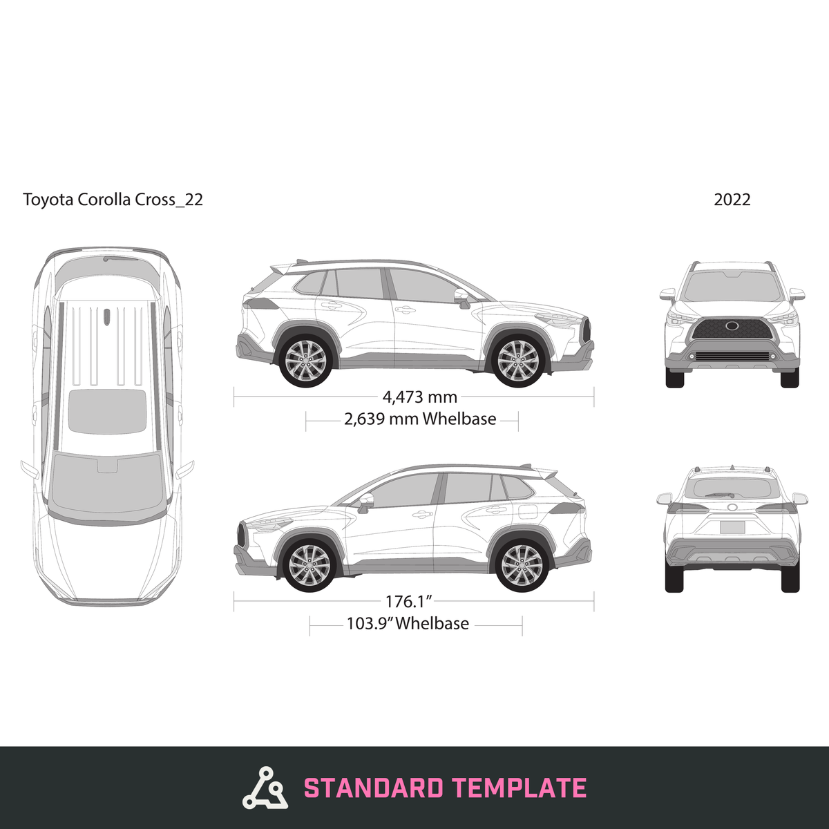 2022 Toyota Corolla Cross vector wrap template, Design-Ready PDF - GravBase
