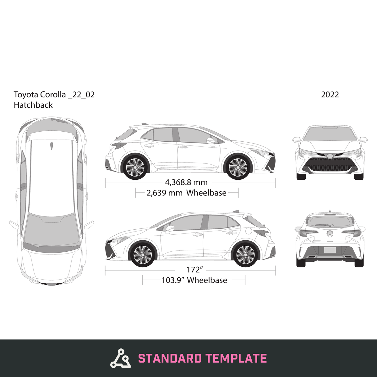 2022 Toyota Corolla vector wrap template V02, Design-Ready PDF - GravBase