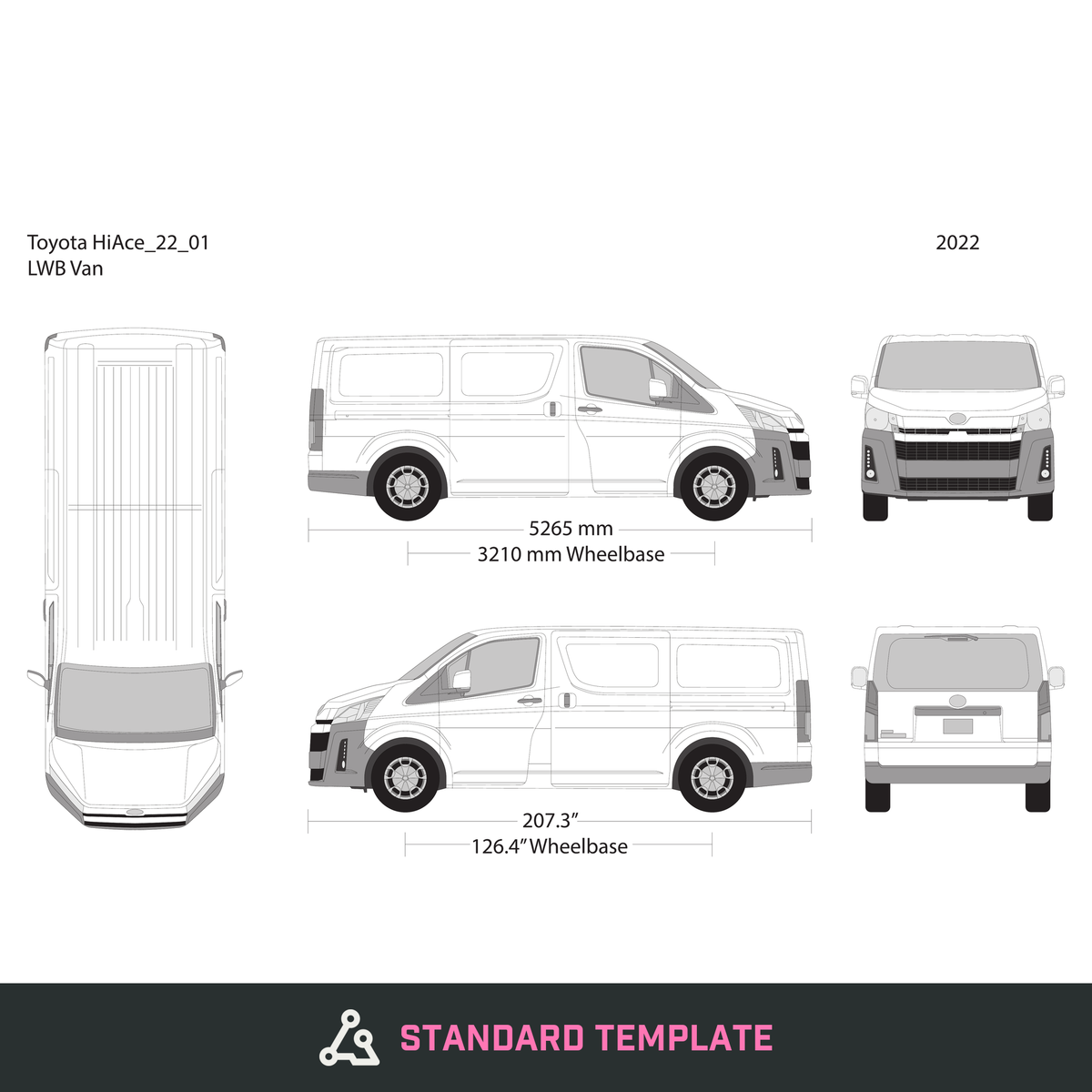 2022 Toyota Hiace vector wrap template V01, Design-Ready PDF - GravBase