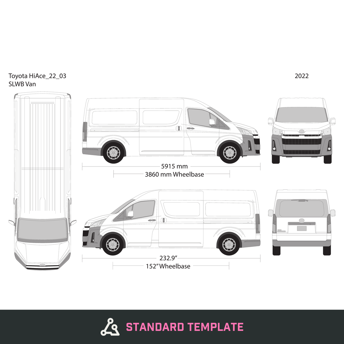 2022 Toyota Hiace vector wrap template V03, Design-Ready PDF - GravBase