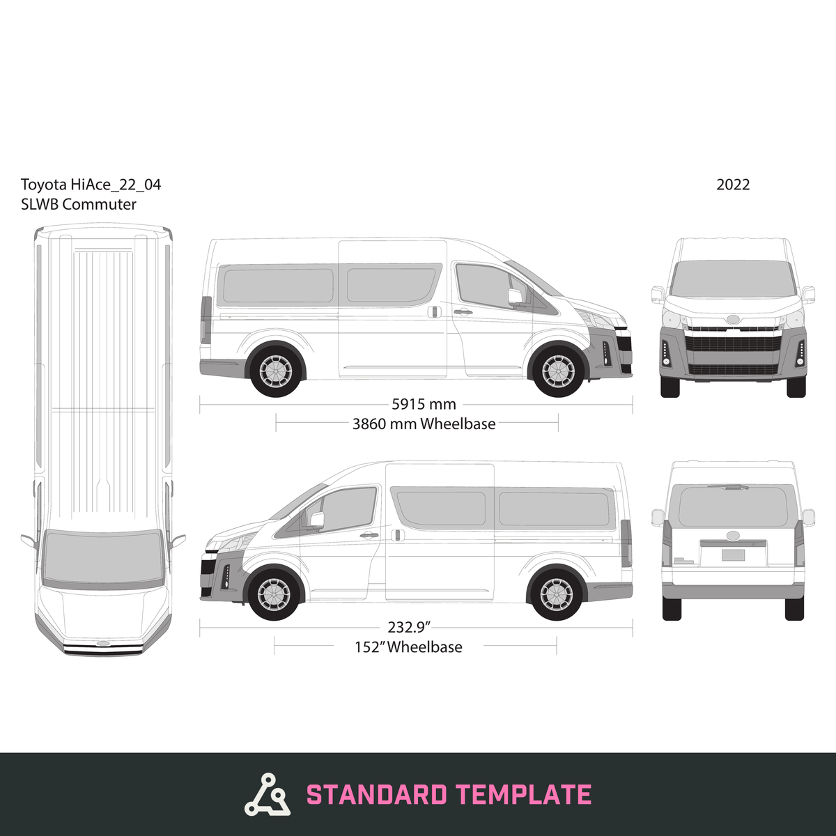 2022 Toyota Hiace vector wrap template V04, Design-Ready PDF - GravBase