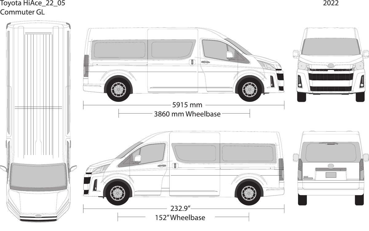 2022 Toyota Hiace vector wrap template V05, Design-Ready PDF - GravBase