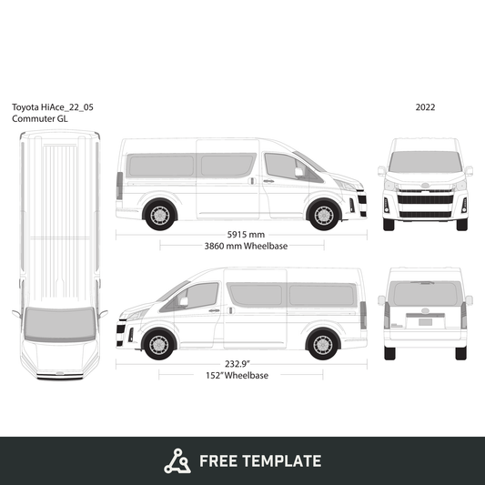 2022 Toyota Hiace free vector vehicle wrap template - GravBase
