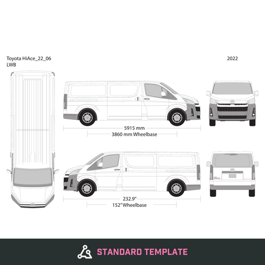 2022 Toyota Hiace vector wrap template V06, Design-Ready PDF - GravBase