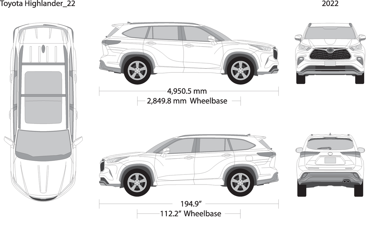 2022 Toyota Highlander V22 Vehicle Wrap Template