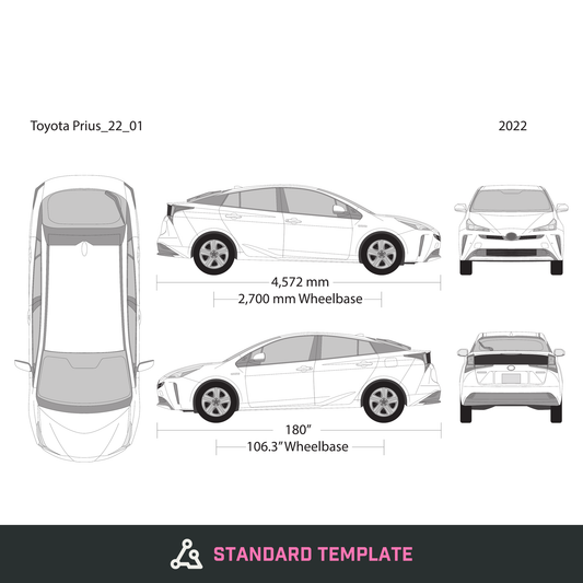 2022 Toyota Prius vector wrap template, Design-Ready PDF - GravBase