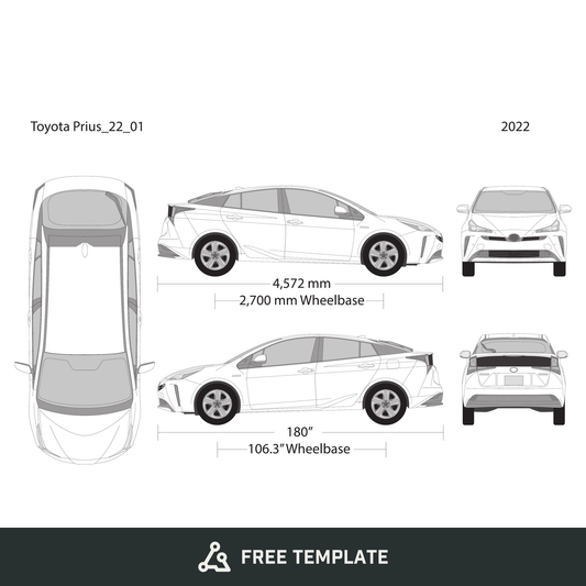 2022 Toyota Prius free vector vehicle wrap template - GravBase