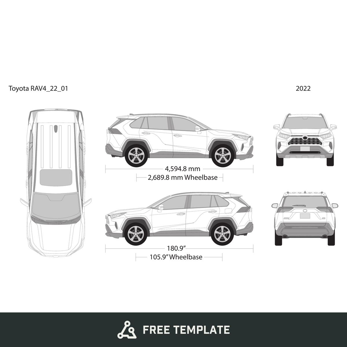 2022 Toyota RAV4 free vector vehicle wrap template - GravBase