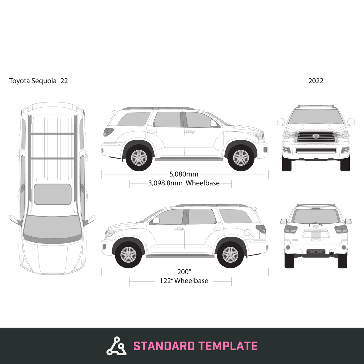 2022 Toyota Sequoia vector wrap template, Design-Ready PDF - GravBase