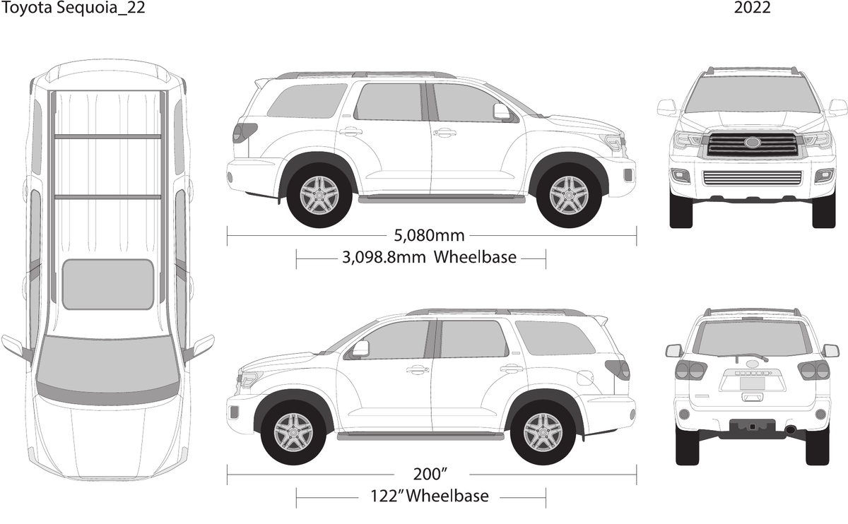 2022 Toyota Sequoia vector wrap template, Design-Ready PDF - GravBase