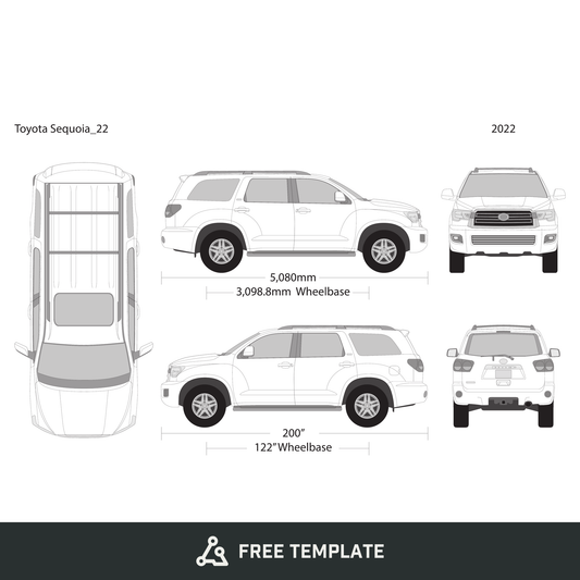 2022 Toyota Sequoia free vector vehicle wrap template - GravBase