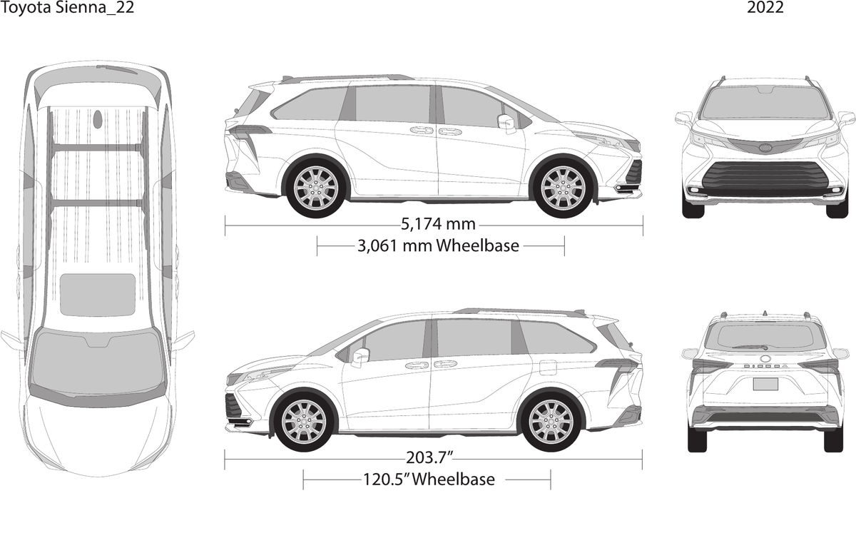 2022 Toyota Sienna vector wrap template, Design-Ready PDF - GravBase