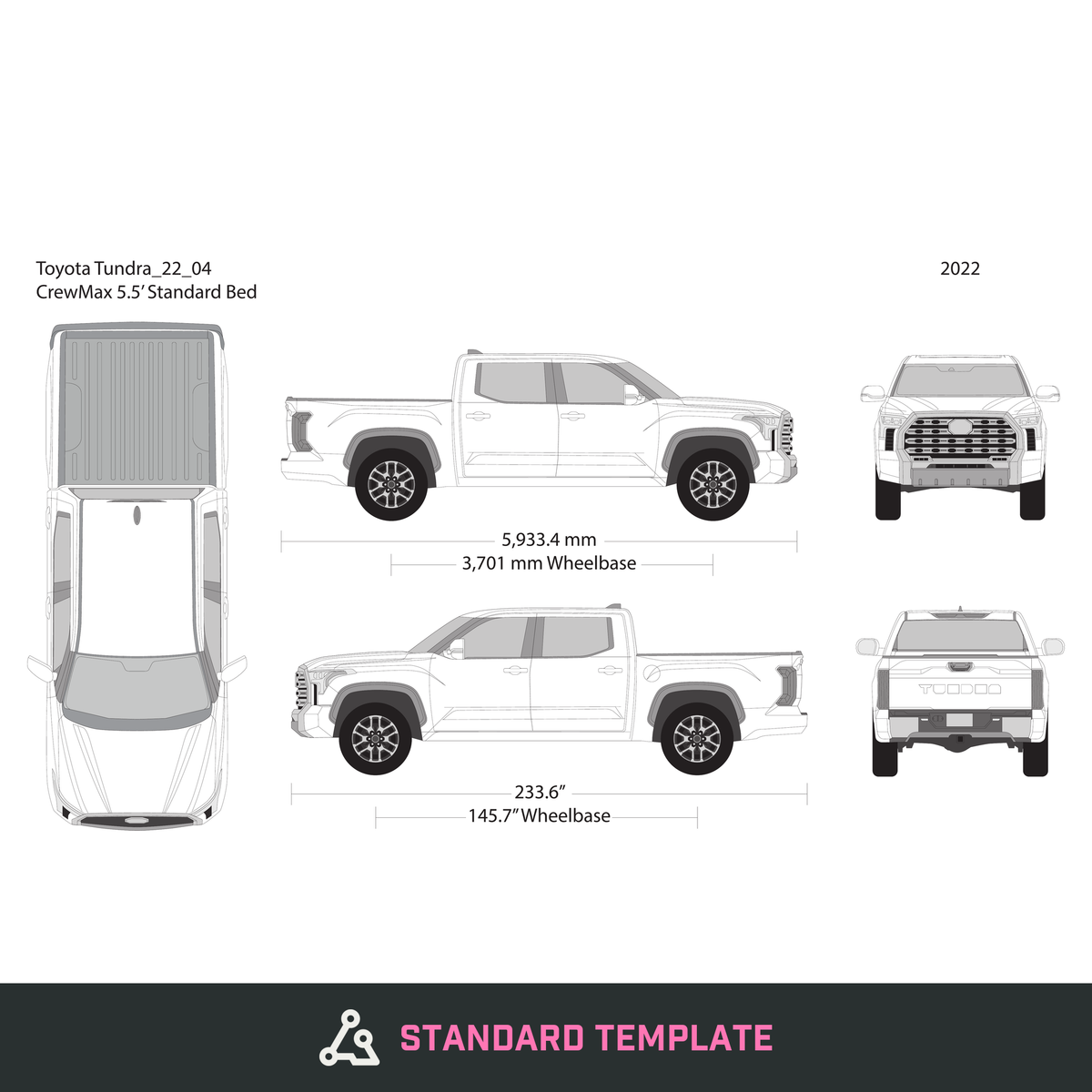 2022 Toyota Tundra vector wrap template V04, Design-Ready PDF - GravBase