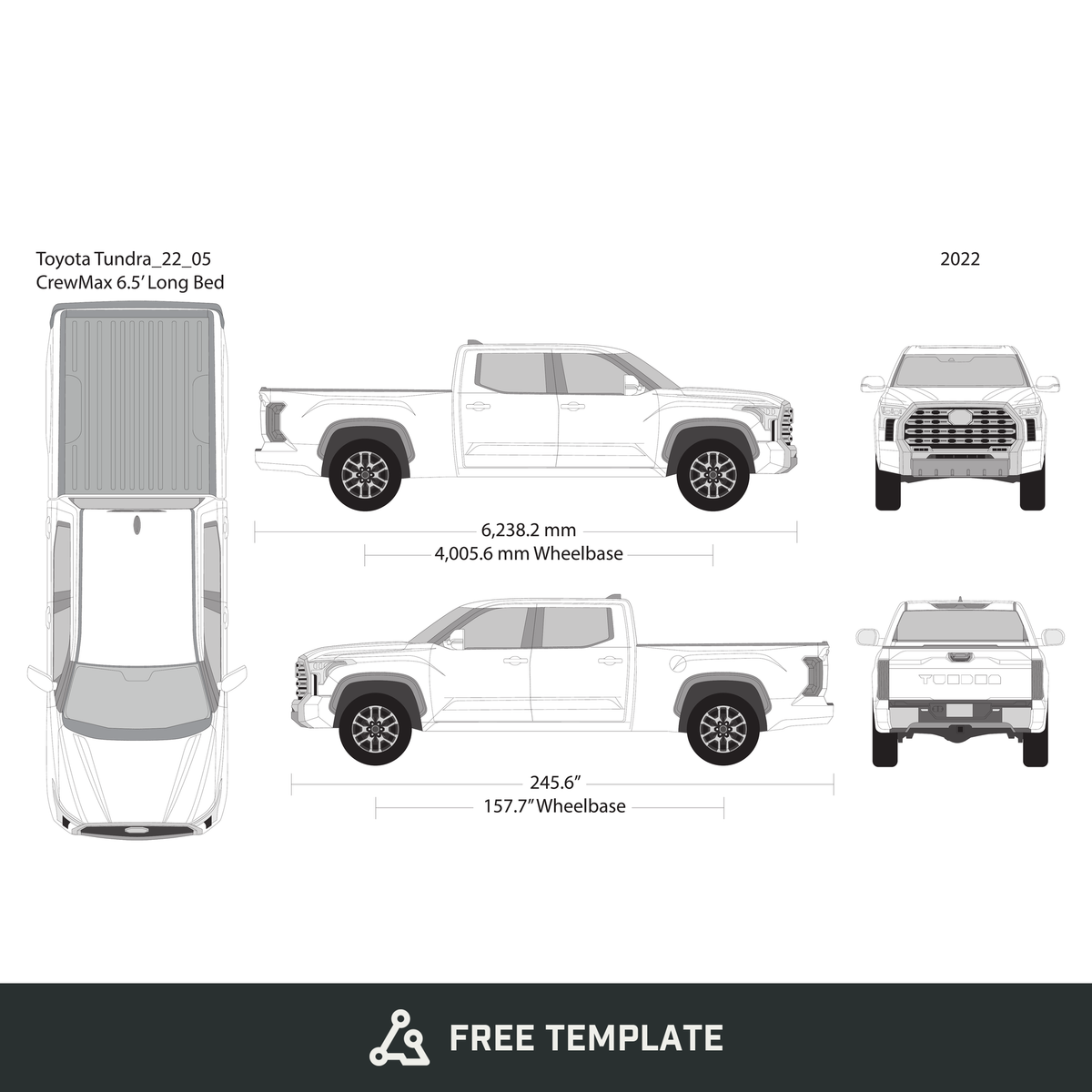 2022 Toyota Tundra free vector vehicle wrap template - GravBase