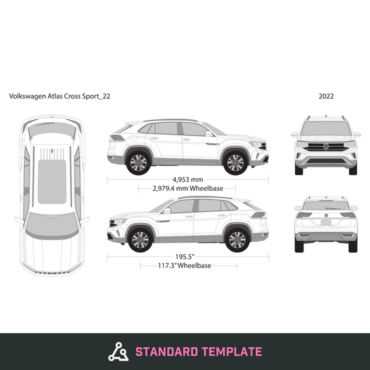 2022 Volkswagen Atlas Cross Sport vector wrap template, Design-Ready PDF - GravBase