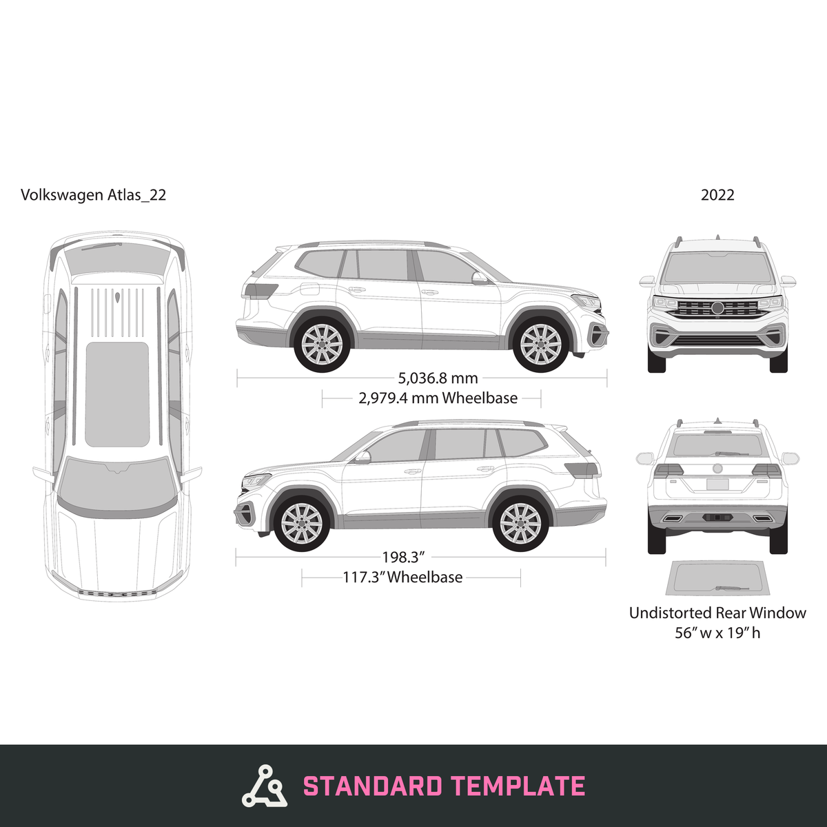2022 Volkswagen Atlas vector wrap template, Design-Ready PDF - GravBase