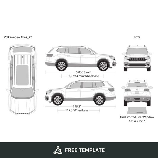 2022 Volkswagen Atlas free vector vehicle wrap template - GravBase