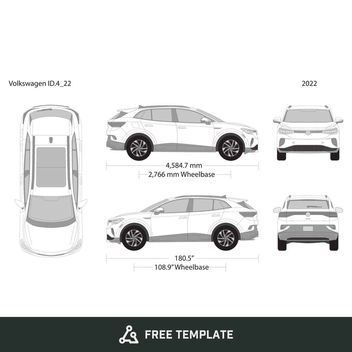 2022 Volkswagen ID 4 free vector vehicle wrap template - GravBase