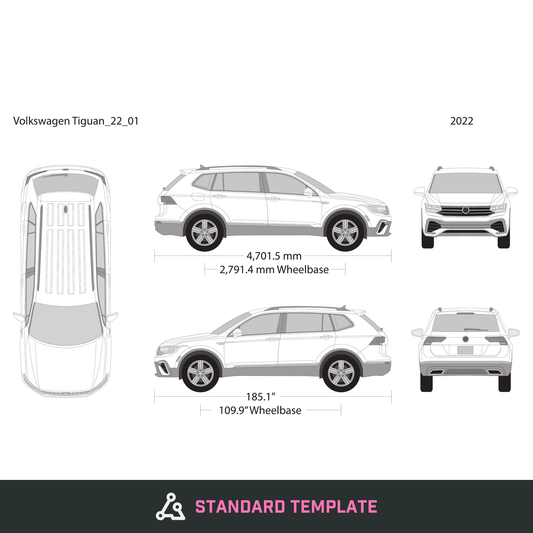 2022 Volkswagen Tiguan vector wrap template, Design-Ready PDF - GravBase