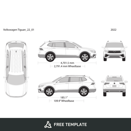 2022 Volkswagen Tiguan free vector vehicle wrap template - GravBase