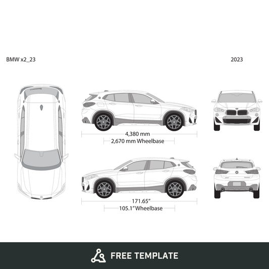 2023 BMW X2 free vector vehicle wrap template - GravBase