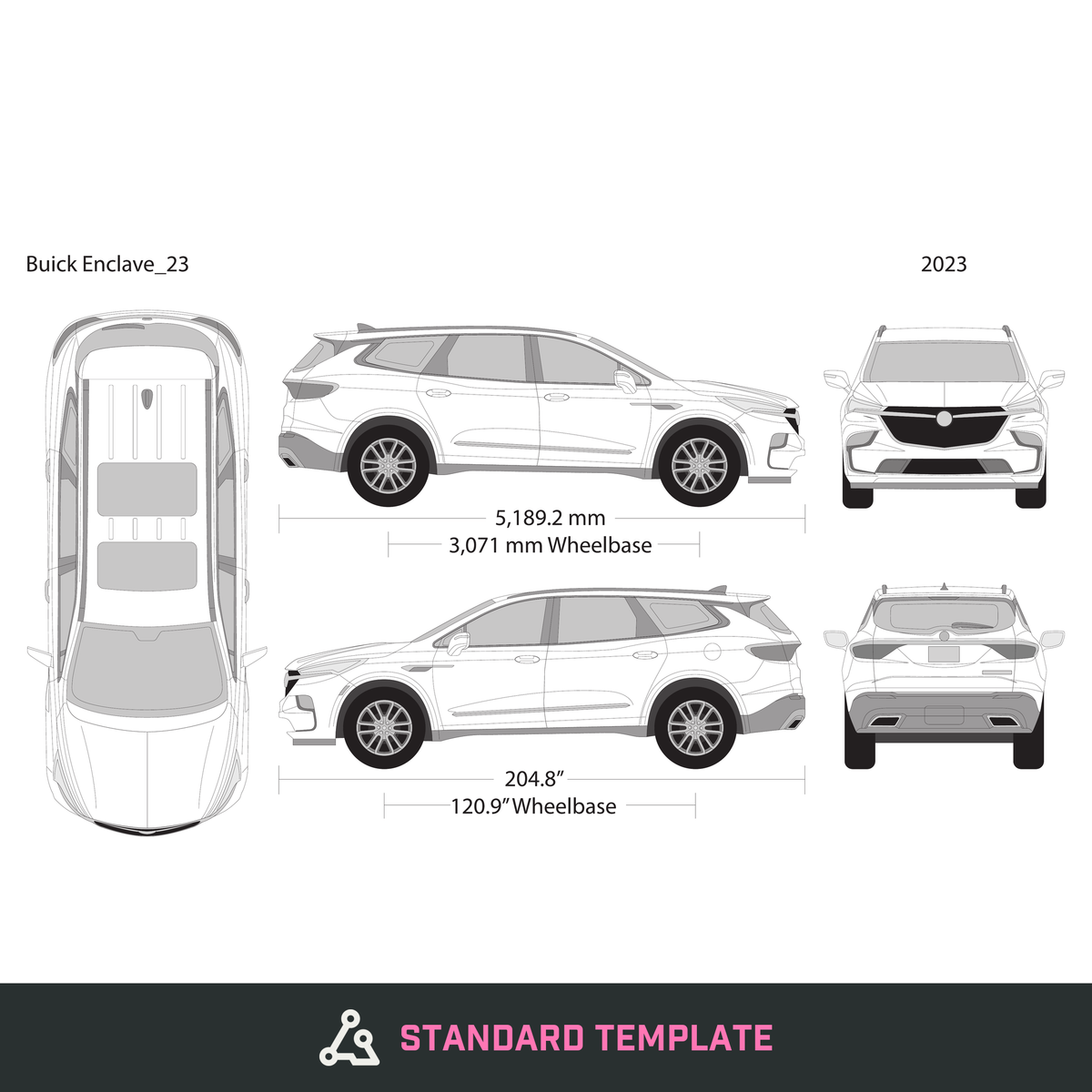 2023 Buick Enclave vector wrap template, Design-Ready PDF - GravBase
