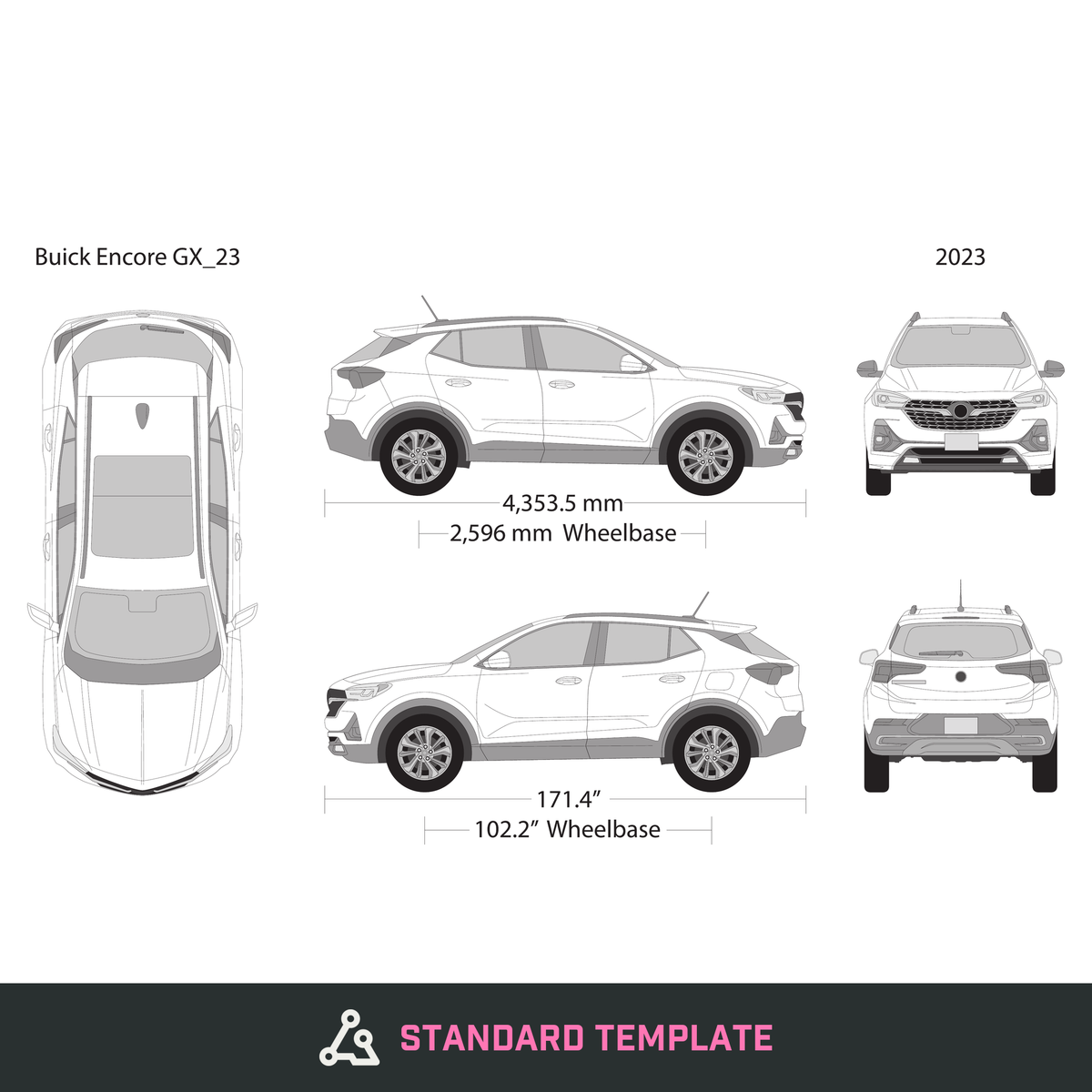 2023 Buick Encore vector wrap template, Design-Ready PDF - GravBase