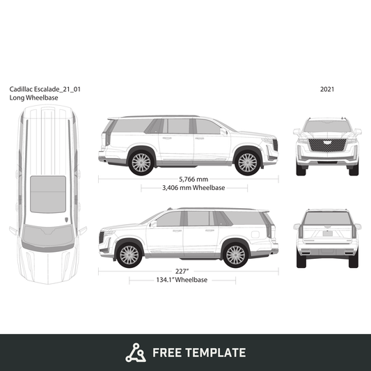 2023 Cadillac Escalade free vector vehicle wrap template - GravBase