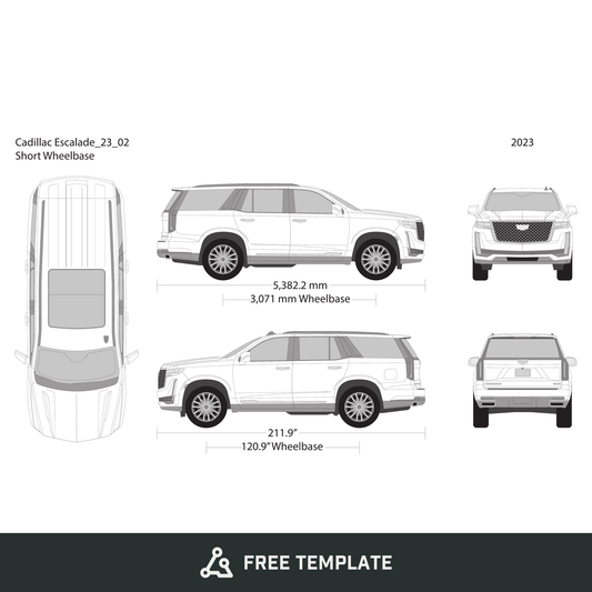 2023 Cadillac Escalade free vector vehicle wrap template - GravBase