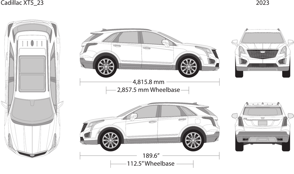 2023 Cadillac XT5 vector wrap template, Design-Ready PDF - GravBase