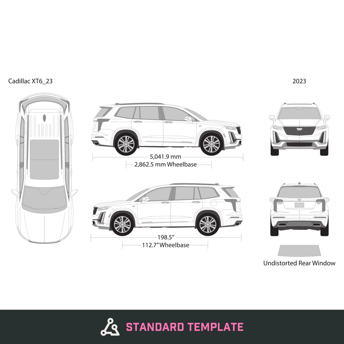 2023 Cadillac XT6 vector wrap template, Design-Ready PDF - GravBase