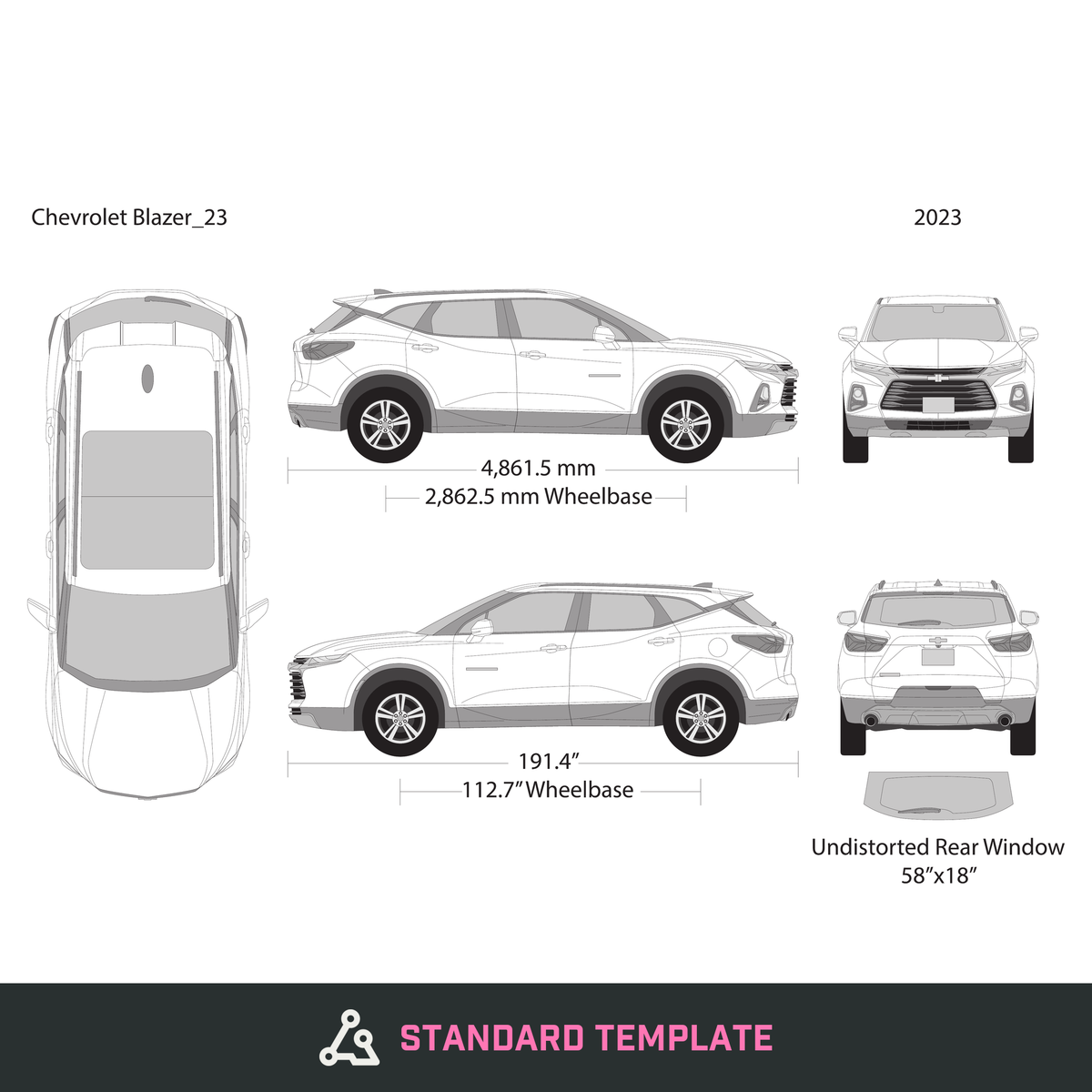 2023 Chevy Blazer vector wrap template, Design-Ready PDF - GravBase