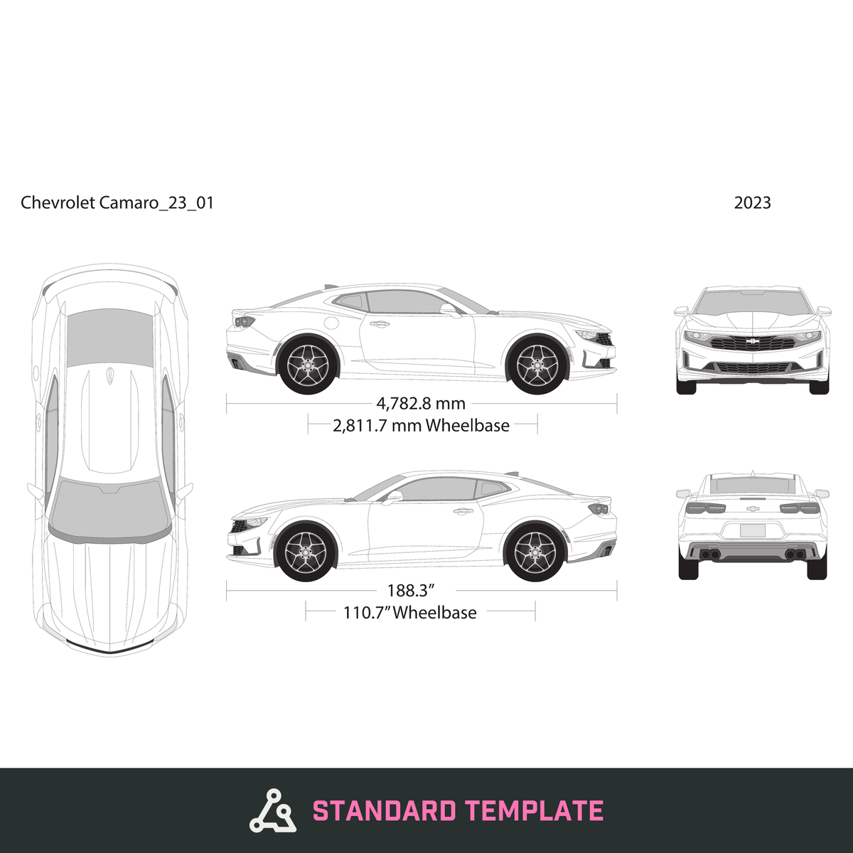 2023 Chevy Camaro vector wrap template V01, Design-Ready PDF - GravBase