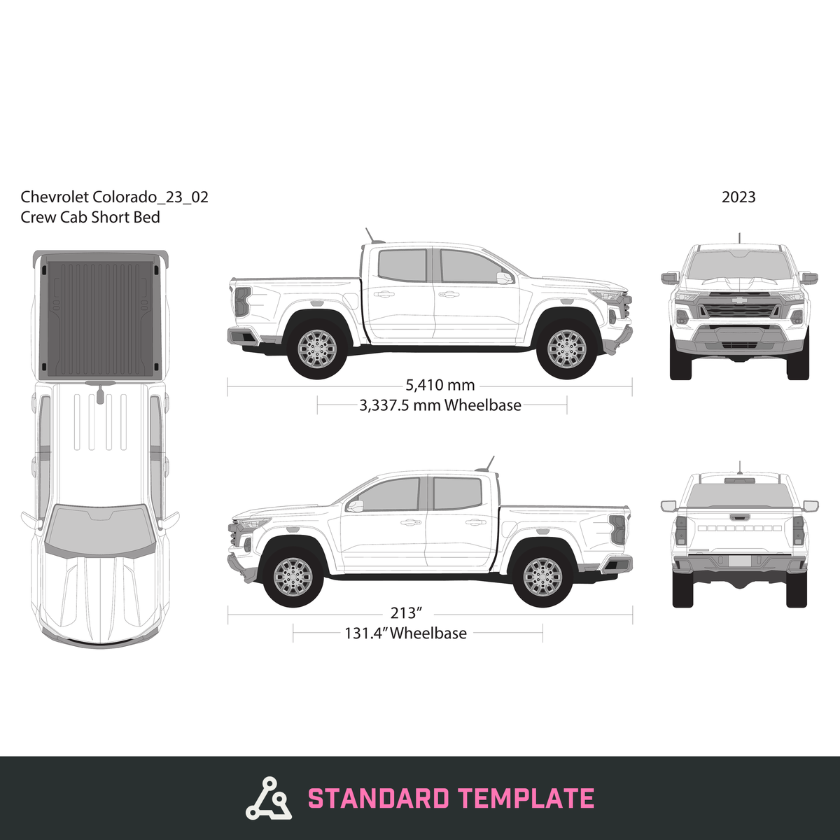 2023 Chevy Colorado vector wrap template, Design-Ready PDF - GravBase